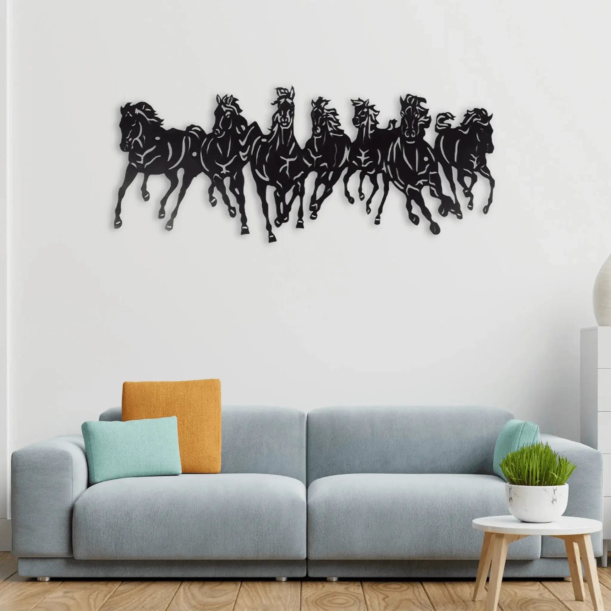 7 Horse Running Metal Wall Art