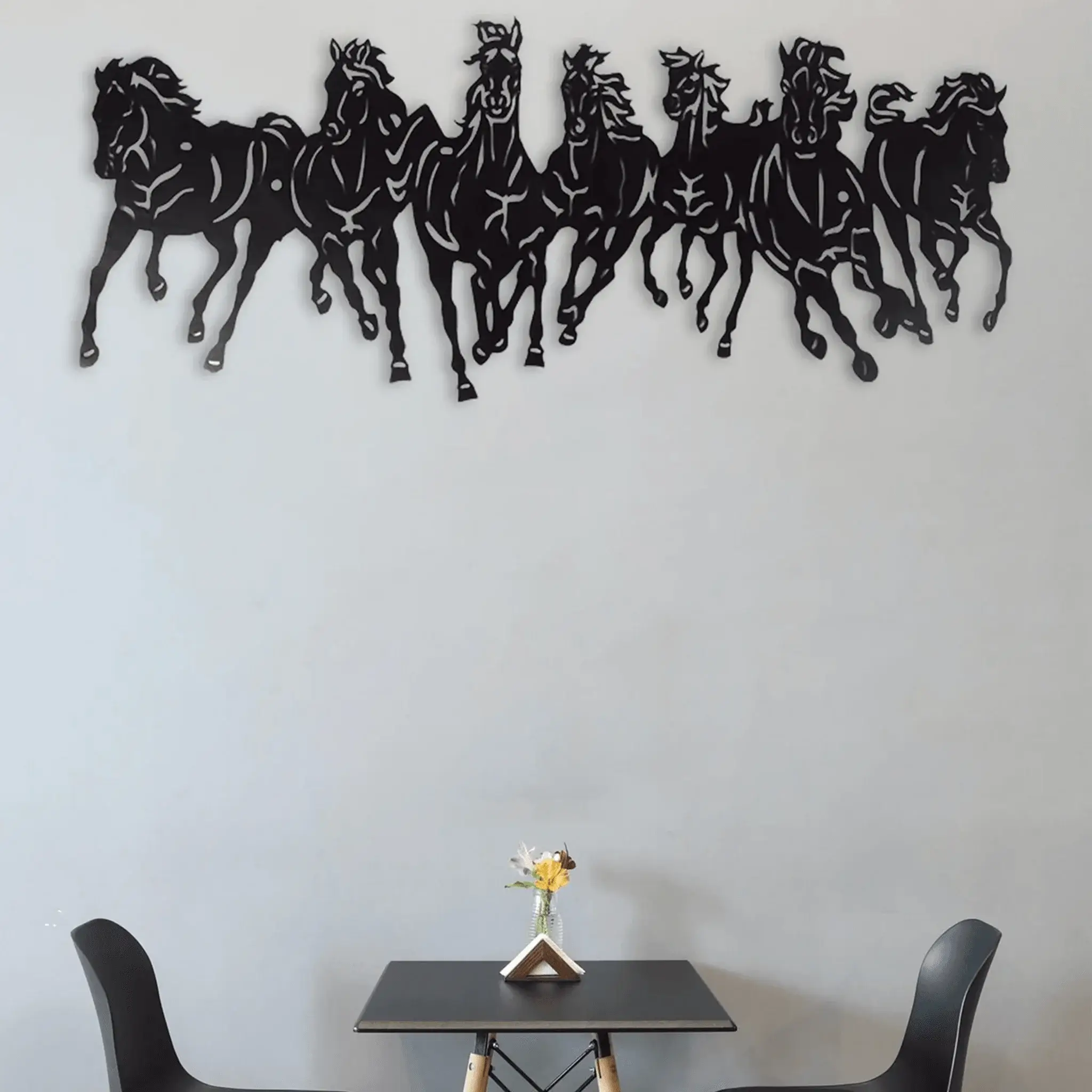 7 Horse Running Metal Wall Art