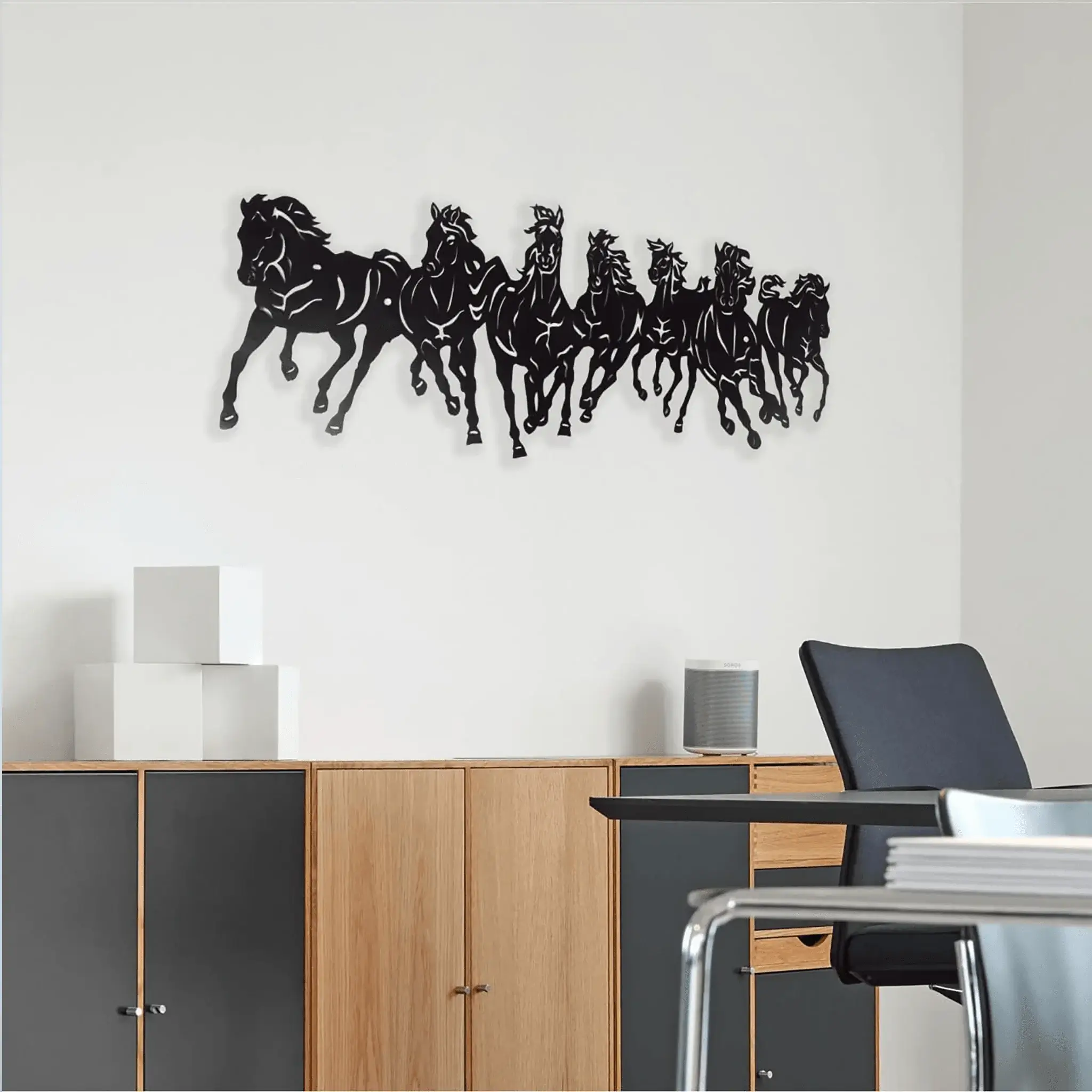 7 Horse Running Metal Wall Art