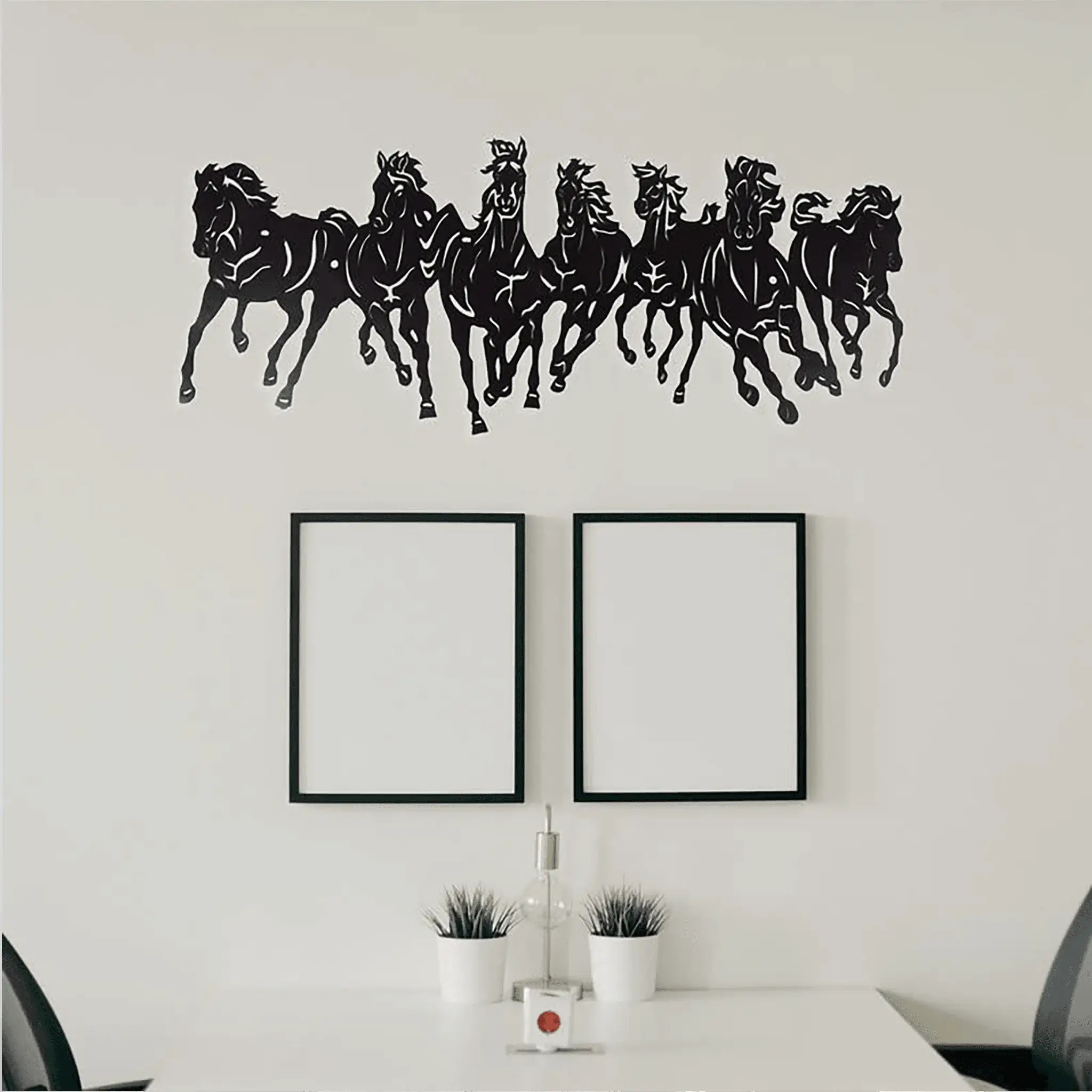 7 Horse Running Metal Wall Art