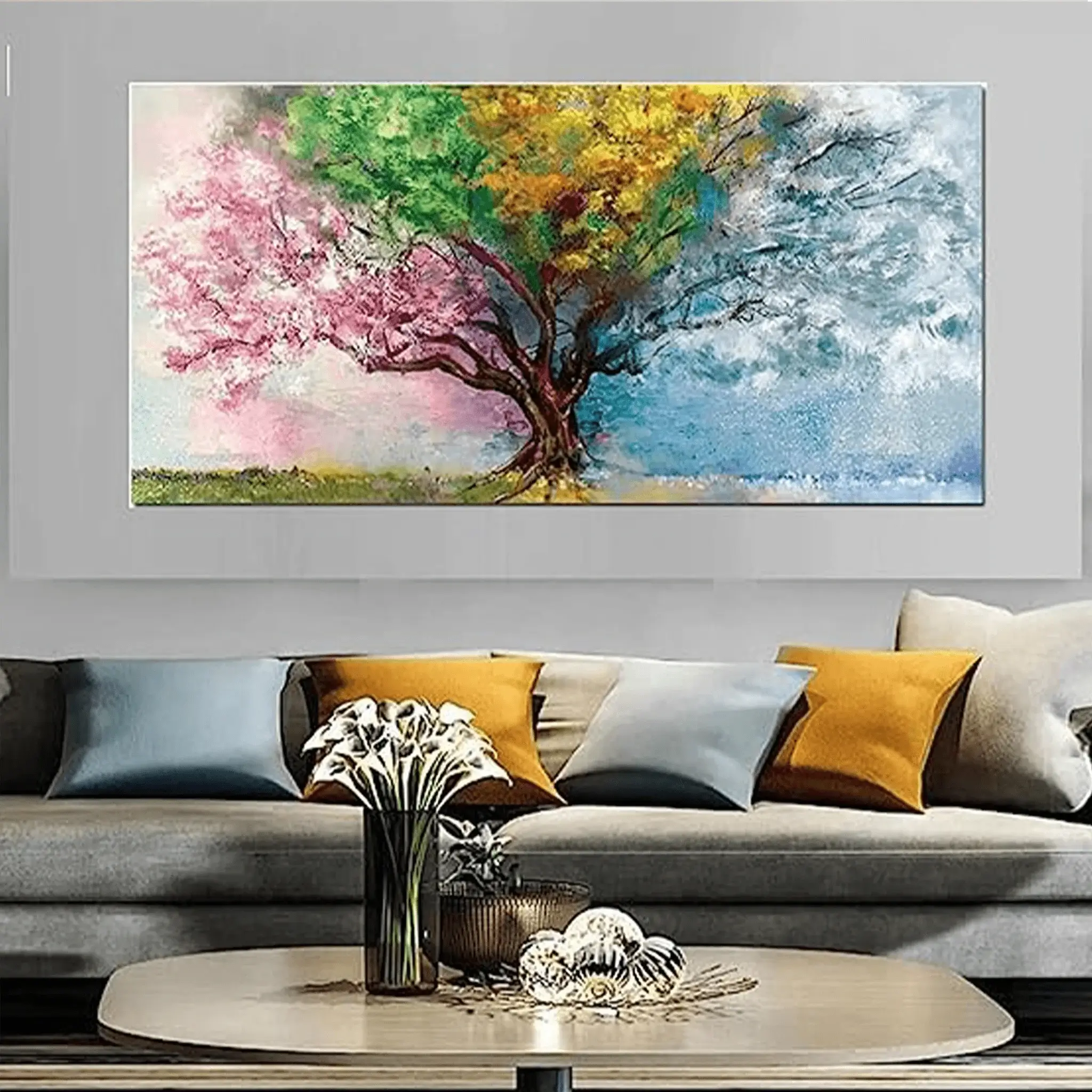 Four Seasons Canvas Wall Painting Four Seasons Canvas Wall Painting