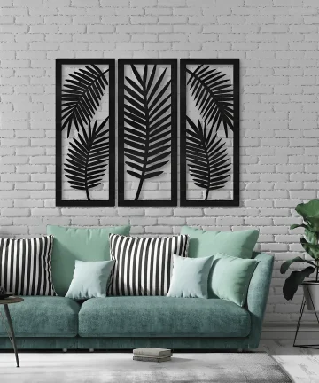 leaf geometric wooden wall art