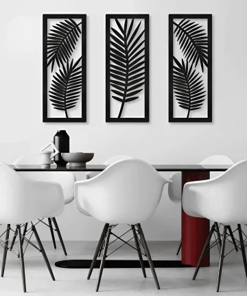leaf geometric wooden wall art