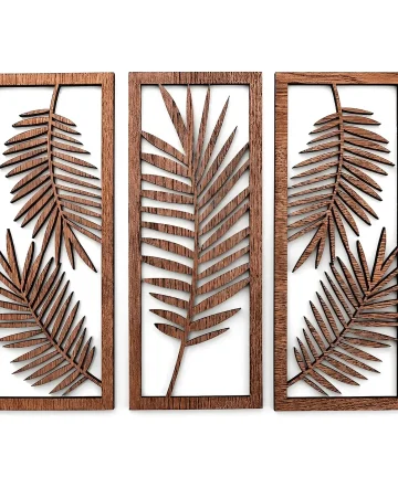 leaf geometric wooden wall art