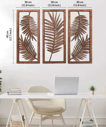 leaf geometric wooden wall art