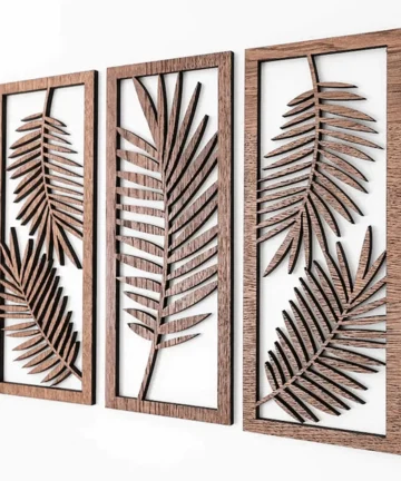 leaf geometric wooden wall art