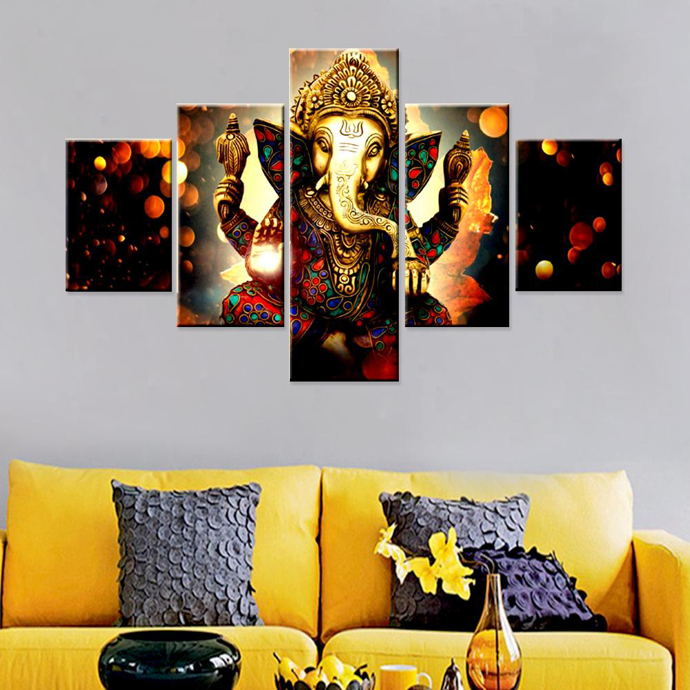 Lord Ganesh Canvas Wall Art Hindu God Painting