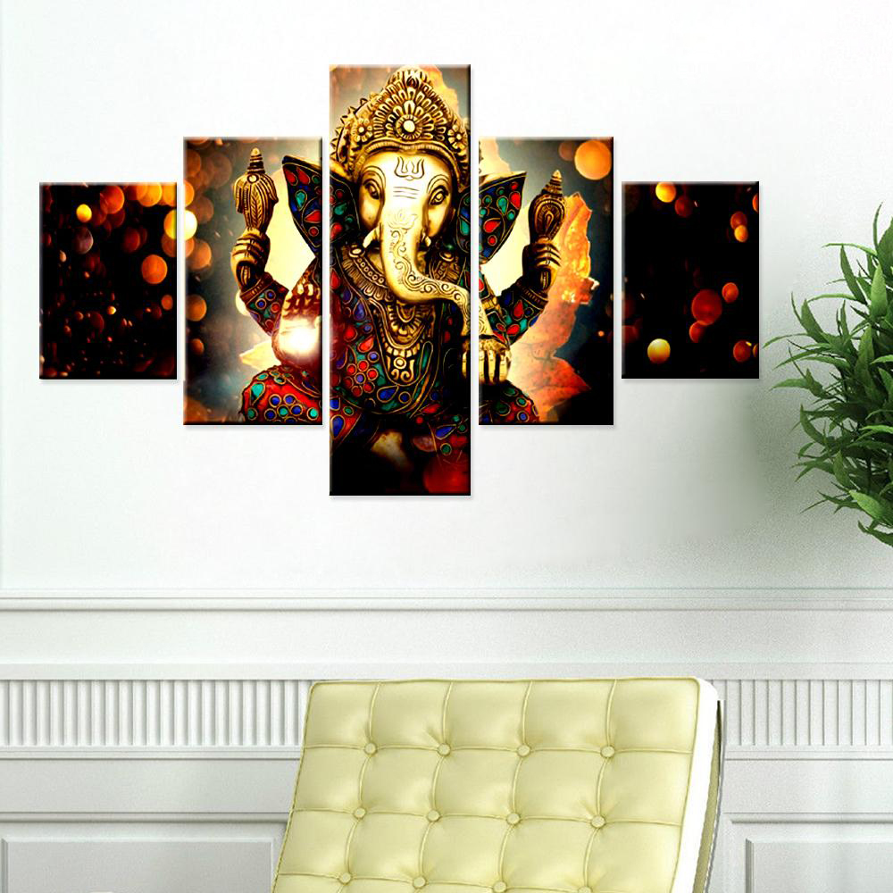 This Lord Ganesh canvas wall painting is a beautiful and vibrant piece of art that will bring a touch of spirituality and color to any room. Hand-painted with intricate details, it is sure to be a conversation starter.