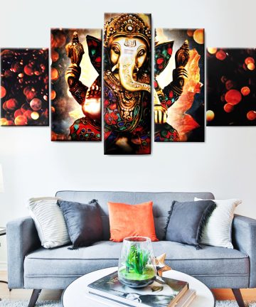 This Lord Ganesh canvas wall painting is a beautiful and vibrant piece of art that will bring a touch of spirituality and color to any room. Hand-painted with intricate details, it is sure to be a conversation starter.