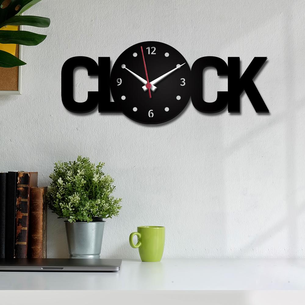 Wooden Wall Clock with Text Shape Design - Perfect for Home Décor Wooden Wall Clock with Text Shape Design Perfect for Home Décor