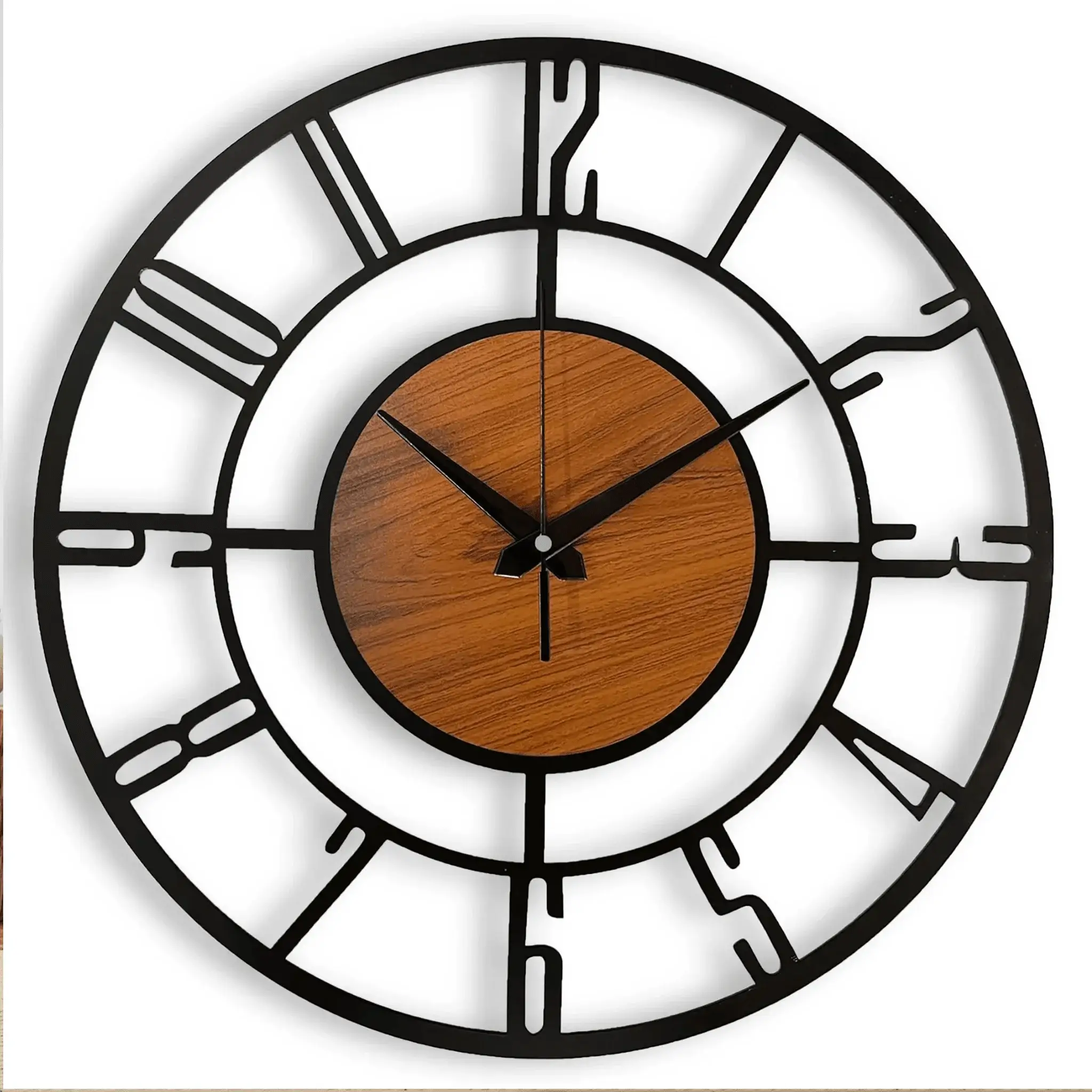 Designer Number Metal/Wooden Wall clock