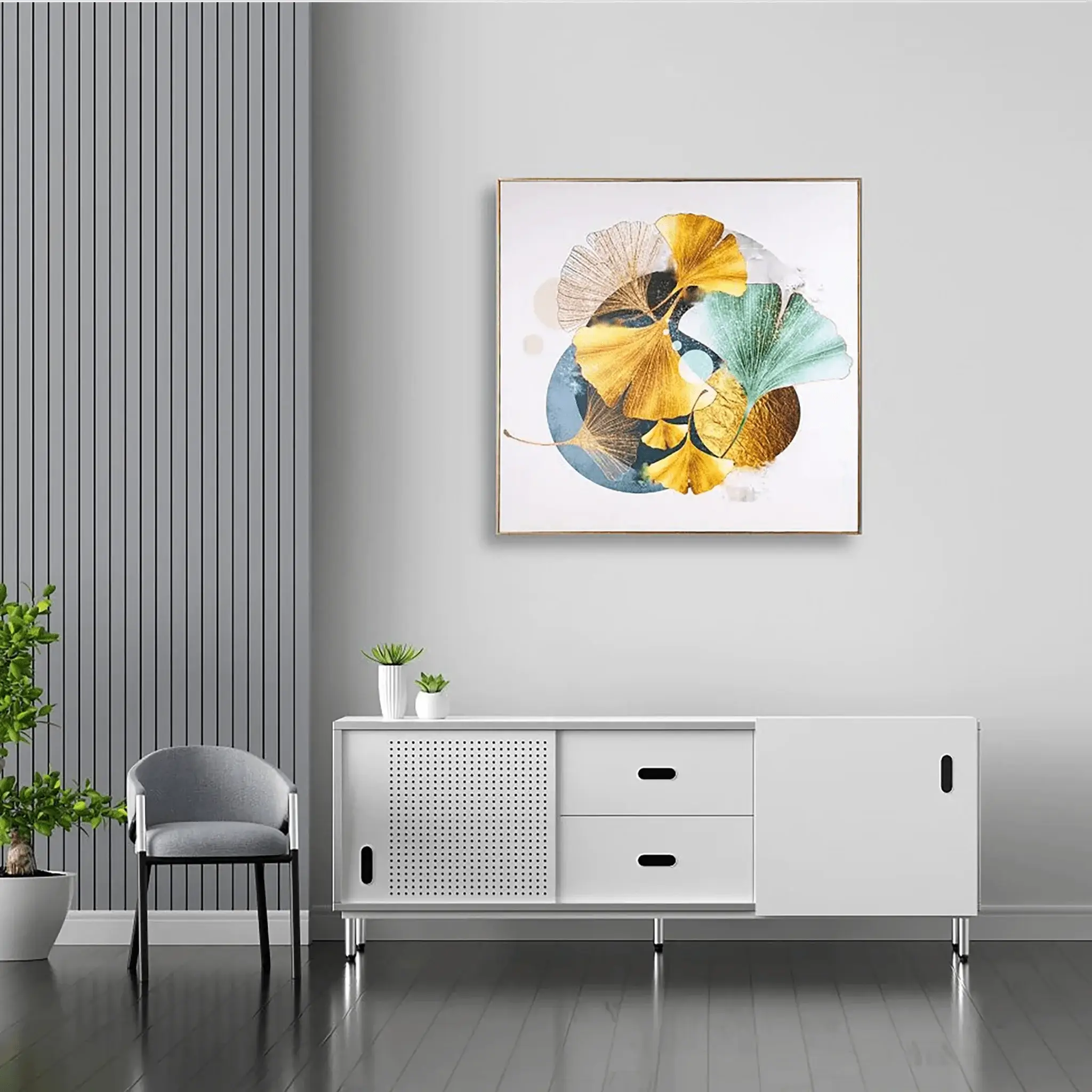 The Yellow and Green Stingray Framed Canvas Wall Painting