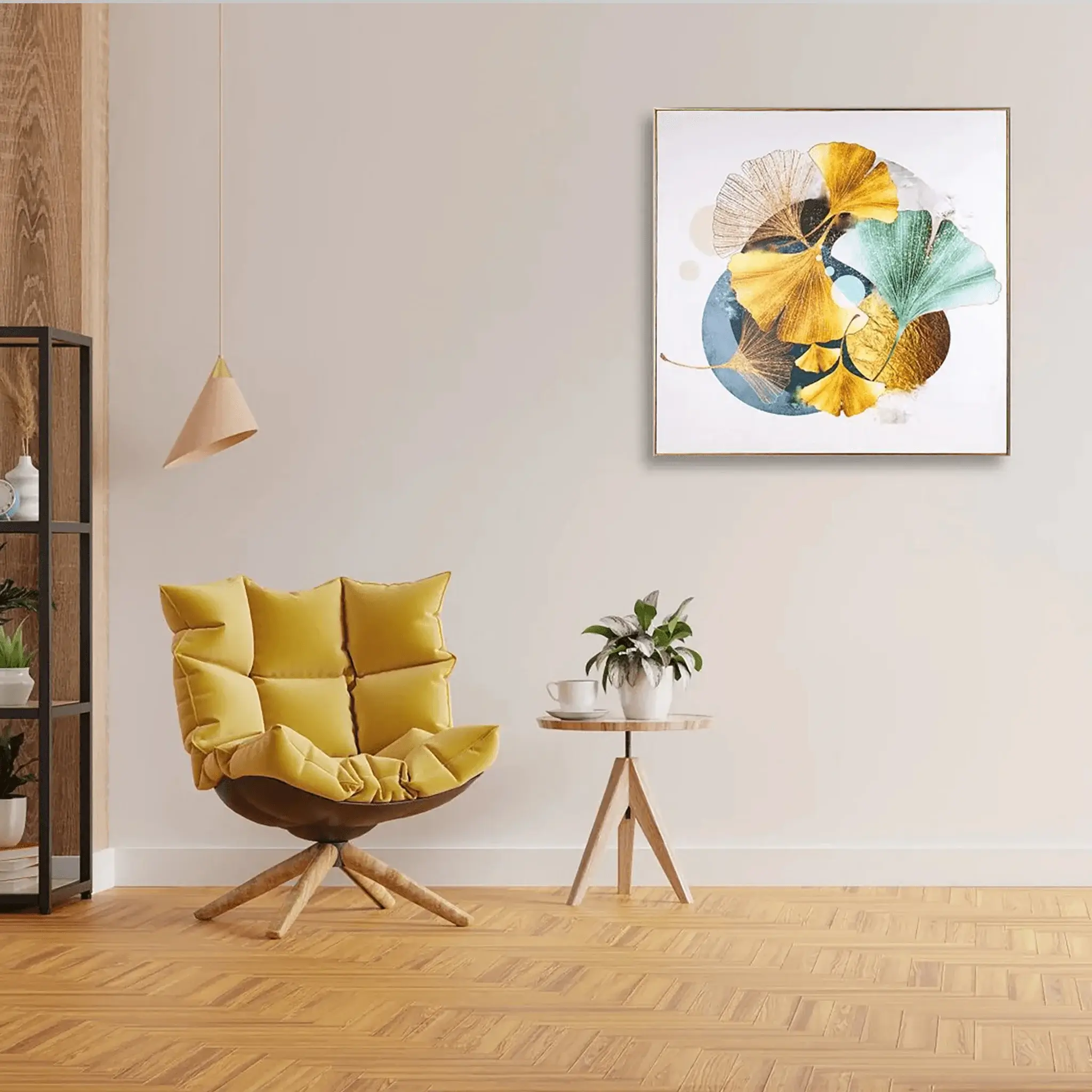 The Yellow and Green Stingray Framed Canvas Wall Painting