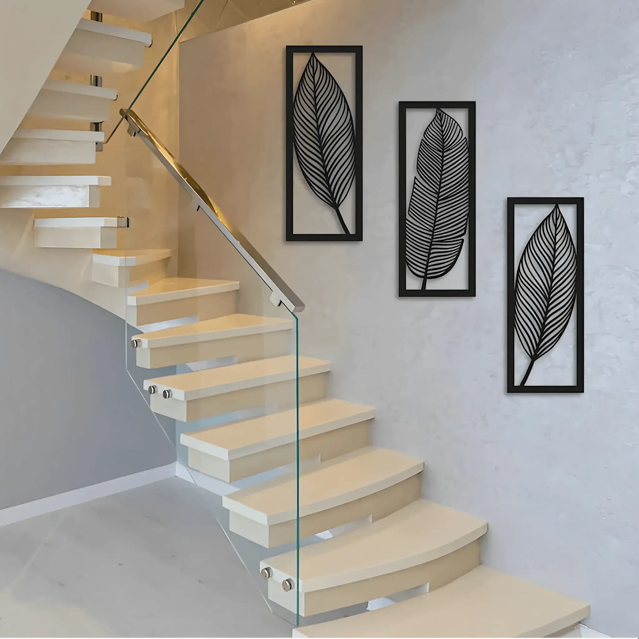 leaf geometric 3 Set wooden wall art