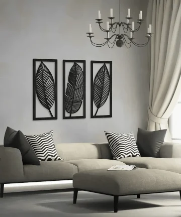 leaf geometric 3 Set wooden wall art