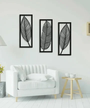 leaf geometric 3 Set wooden wall art
