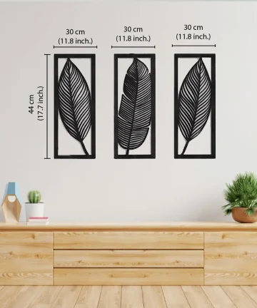 leaf geometric 3 Set wooden wall art