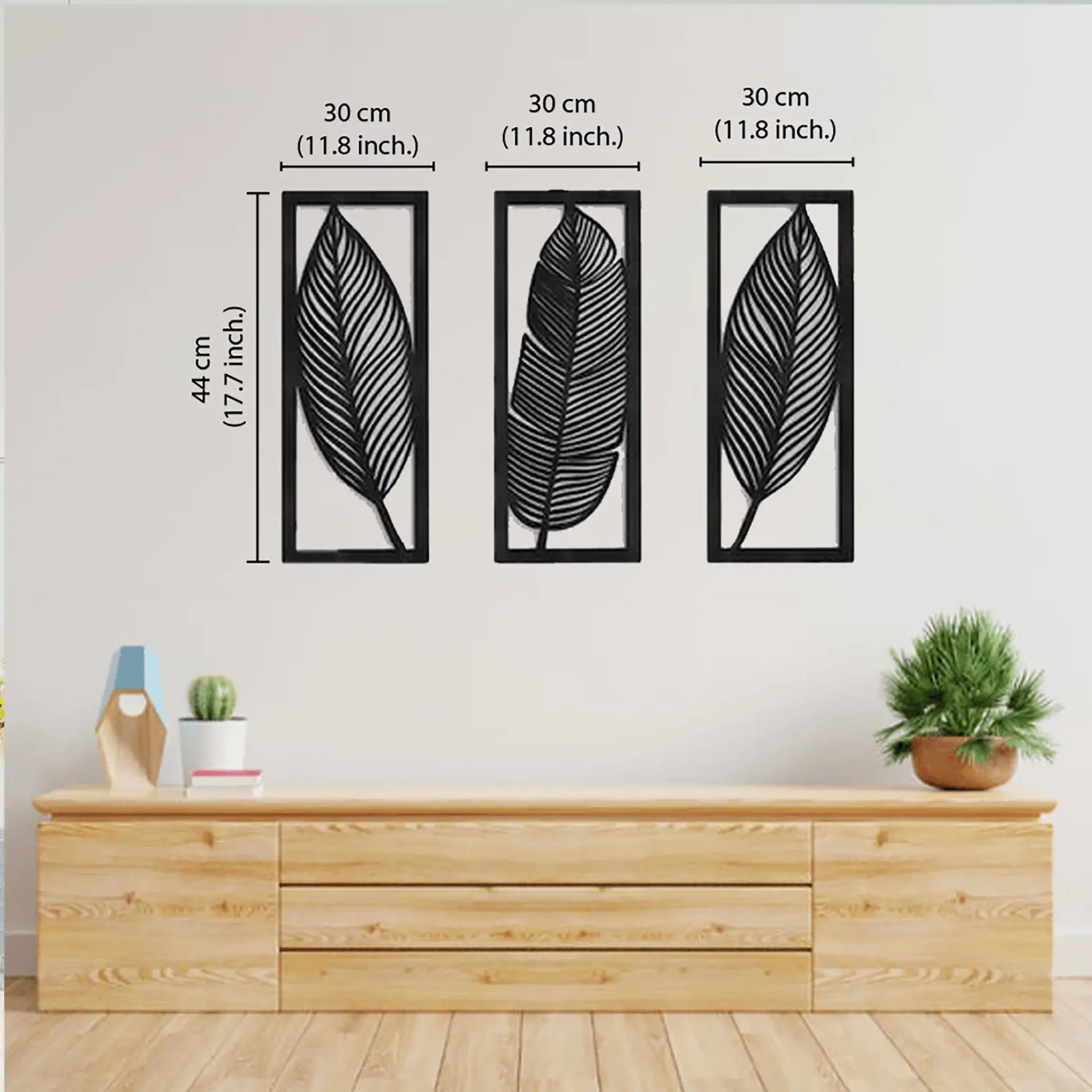 leaf geometric 3 Set wooden wall art