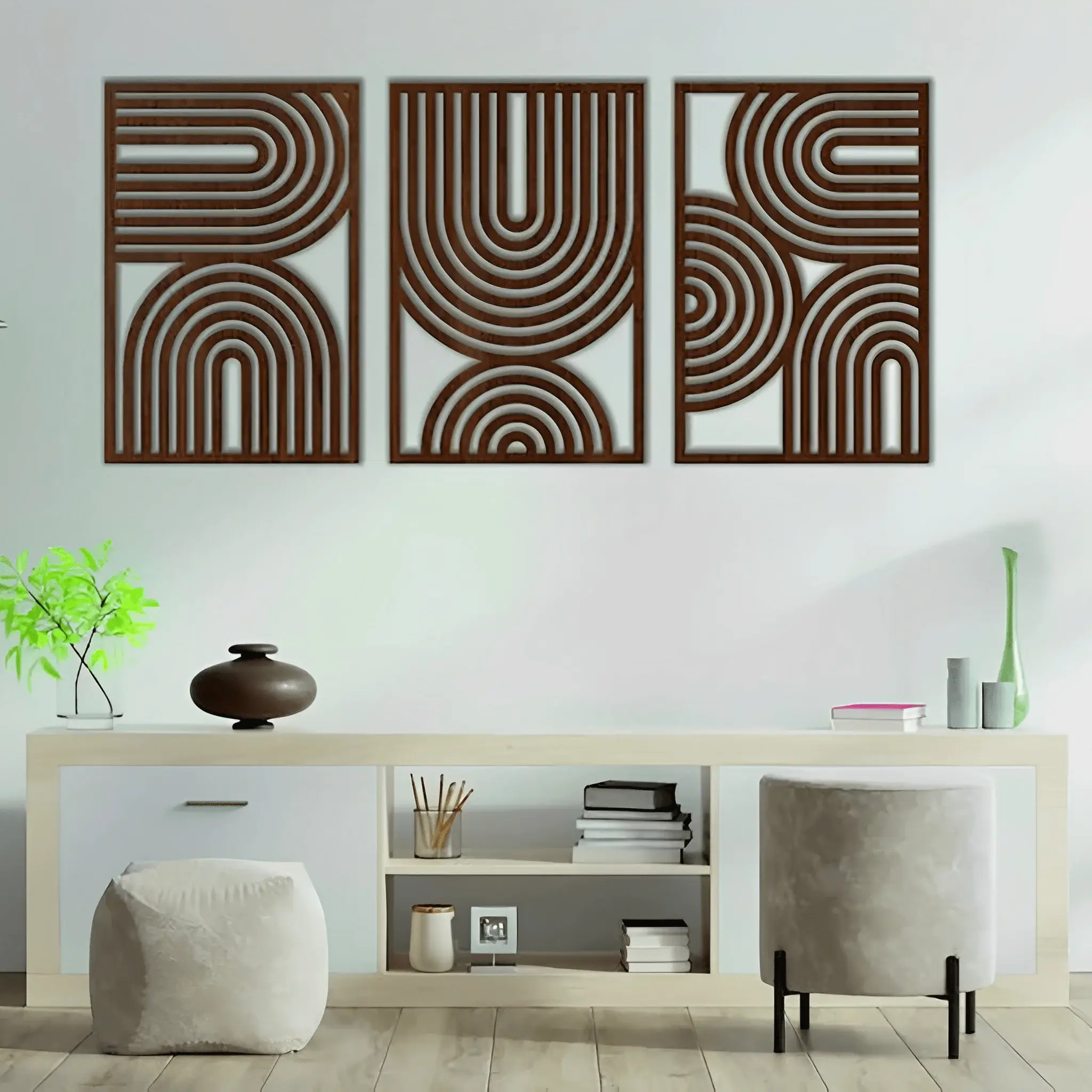 Mid Century Geometric Wood Wall Decor