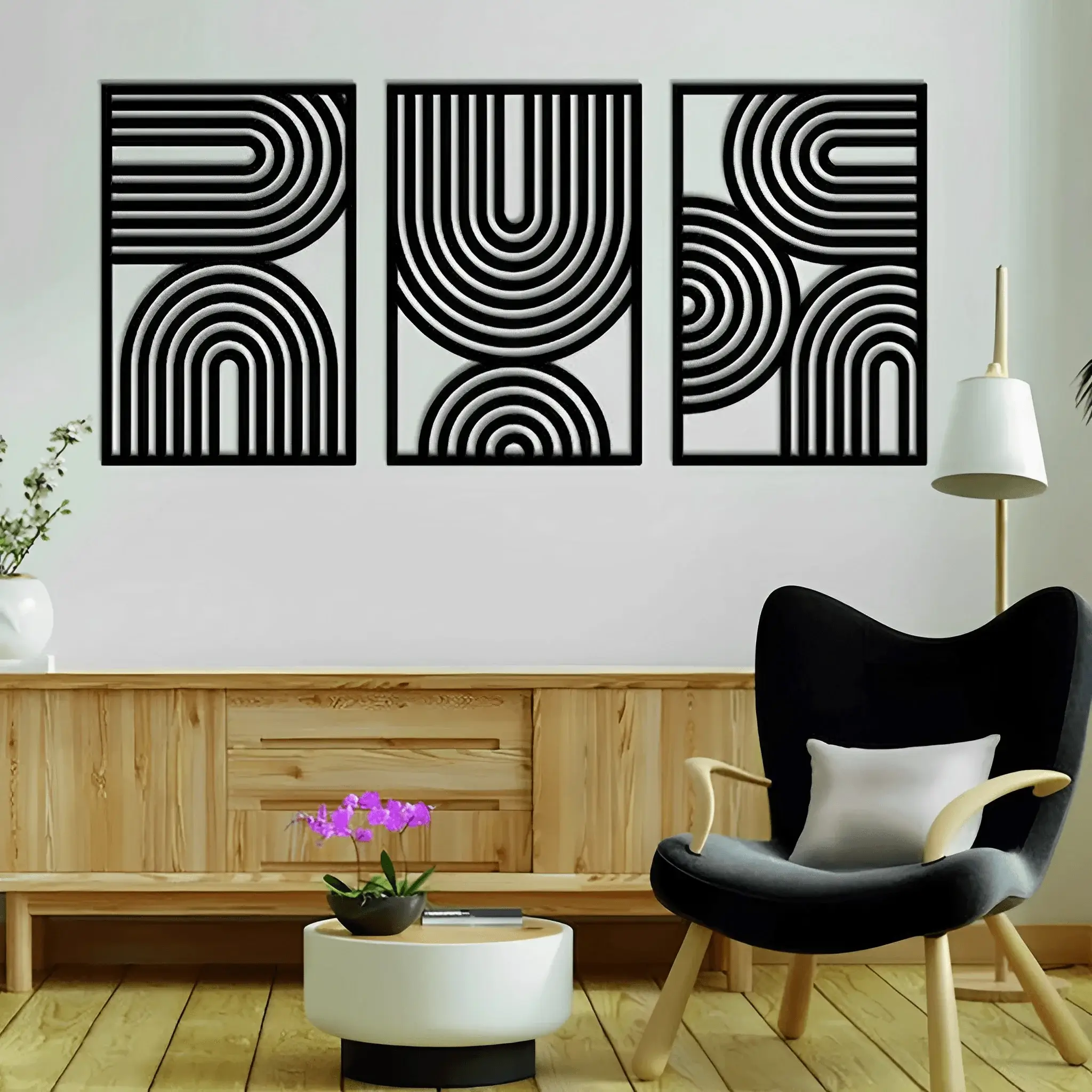 Mid Century Geometric Wood Wall Decor