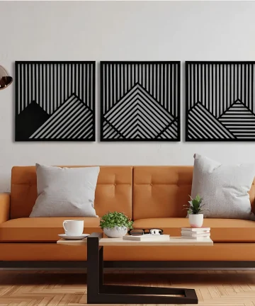 Mountain geometric wooden wall art