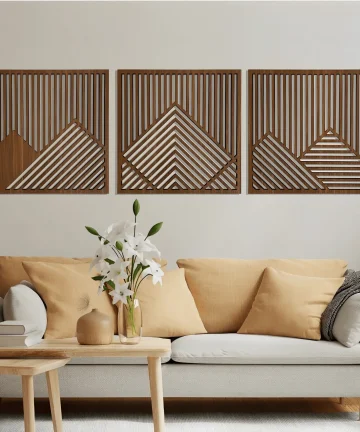 Mountain geometric wooden wall art