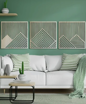 Mountain geometric wooden wall art
