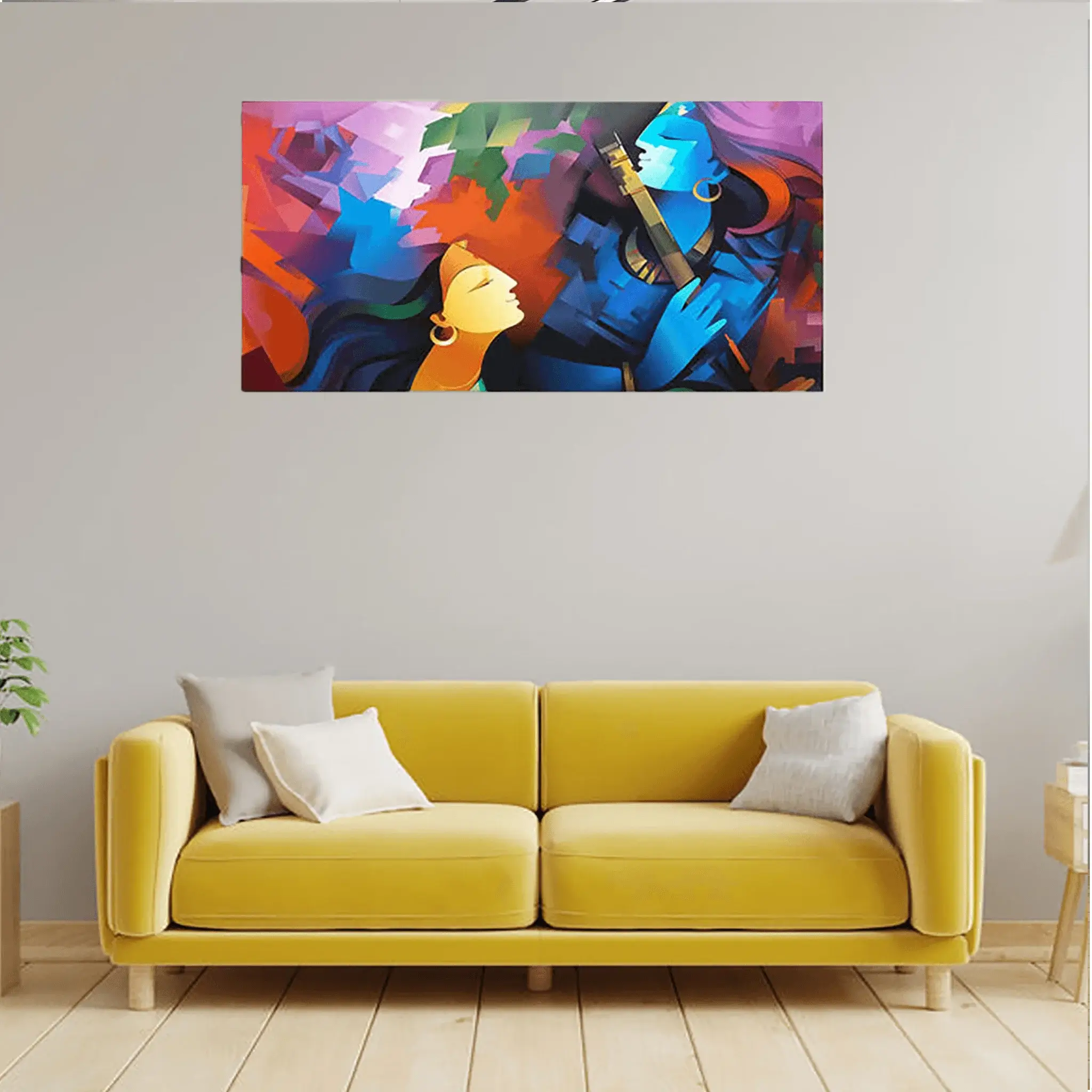 Lord Radha Krishna Premium Abstract Canvas Wall Painting