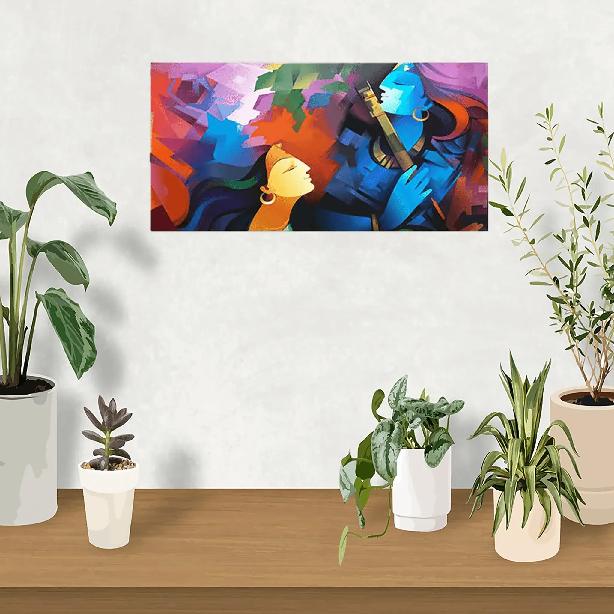 Lord Radha Krishna Premium Abstract Canvas Wall Painting