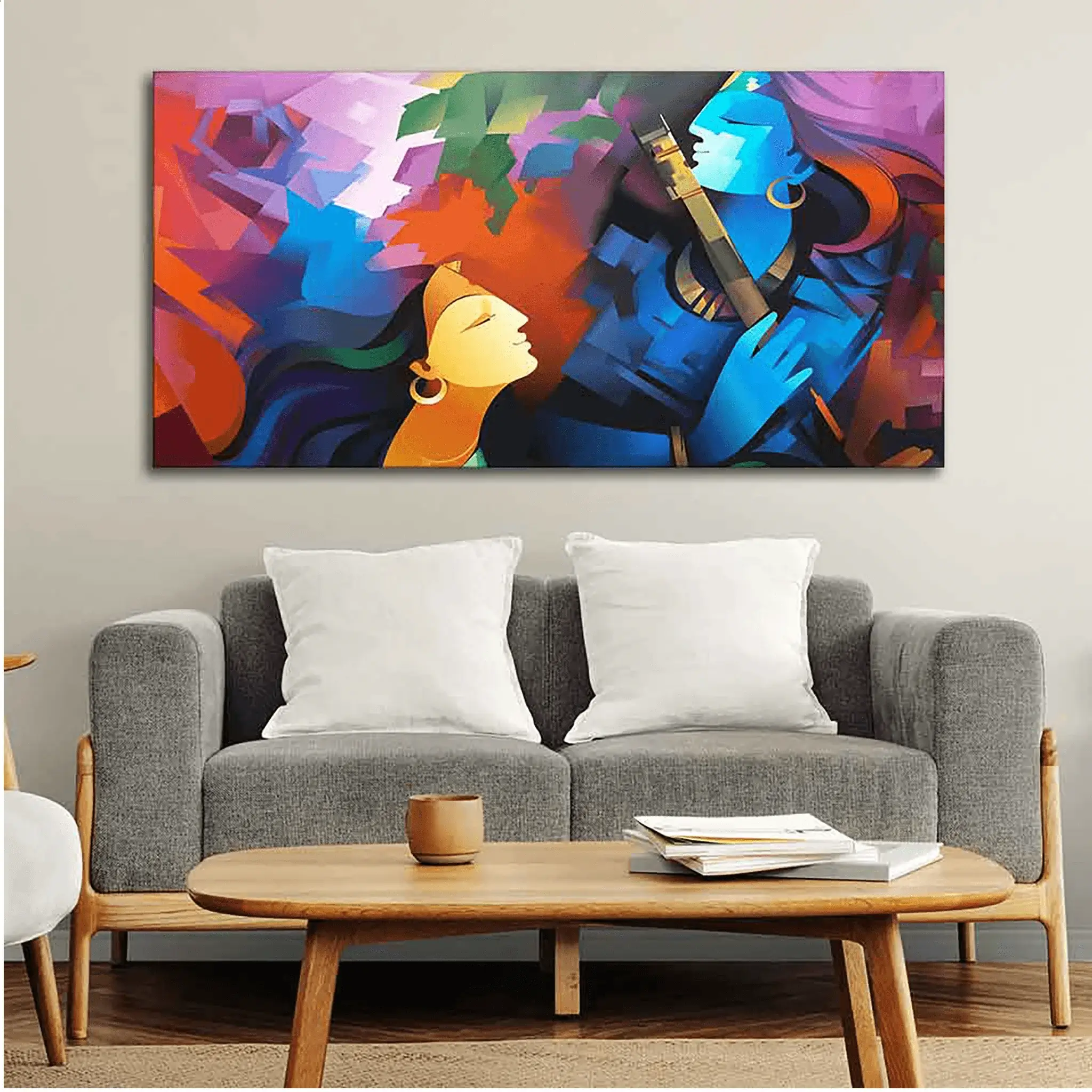 Lord Radha Krishna Premium Abstract Canvas Wall Painting
