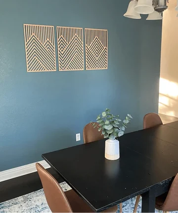 Mountain Wall Art Panels Set of 3 Geometric Wooden Art