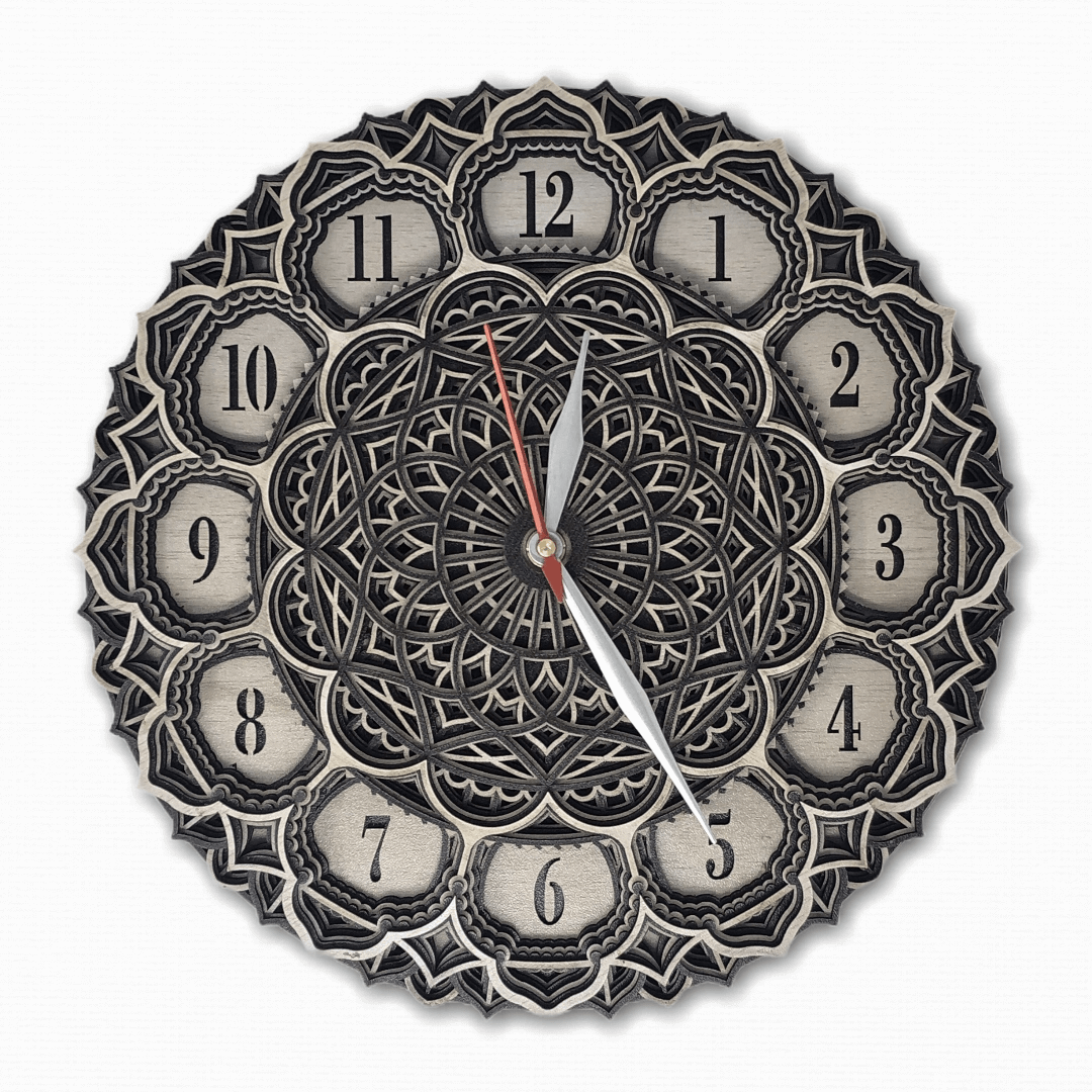 Round mandala Wooden Wall Clock