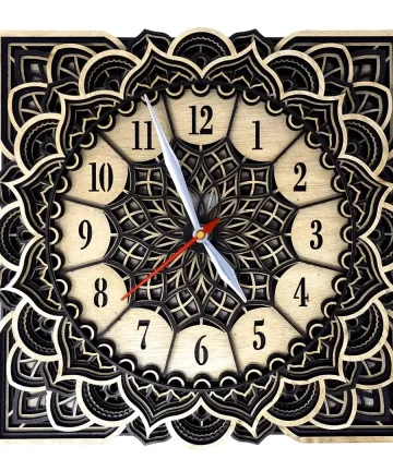 Square Mandala Wall Clock