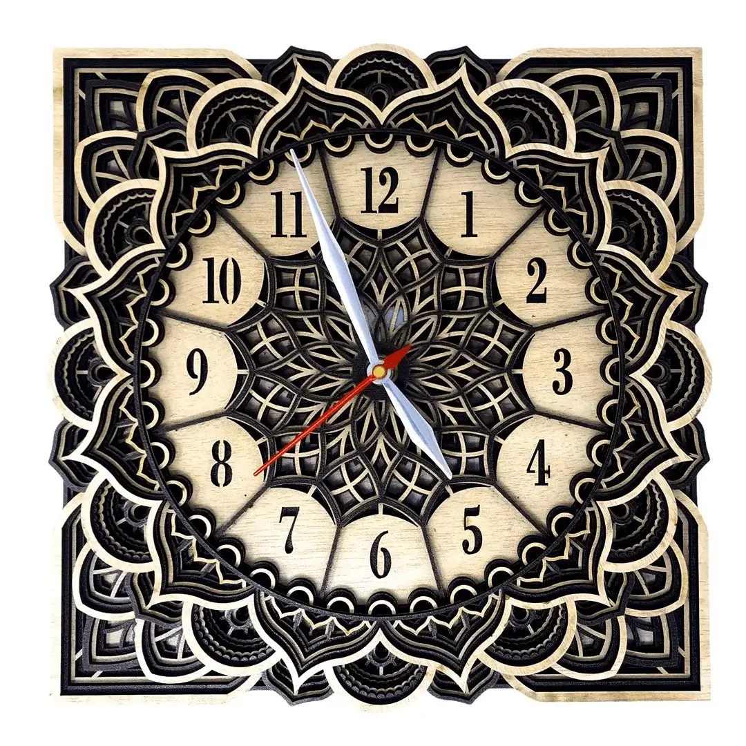 Square Mandala Wall Clock