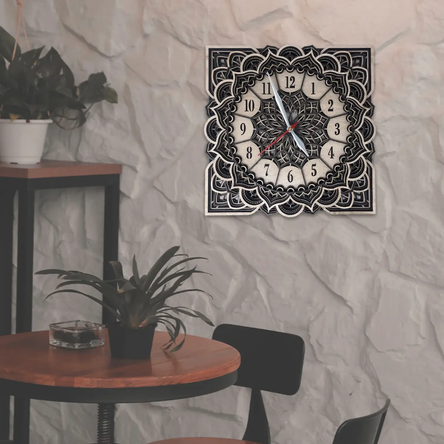 Square Mandala Wall Clock