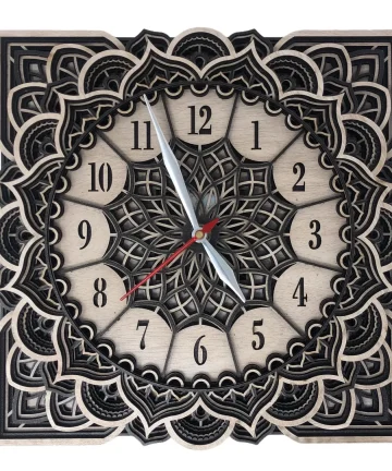 Square Mandala Wall Clock