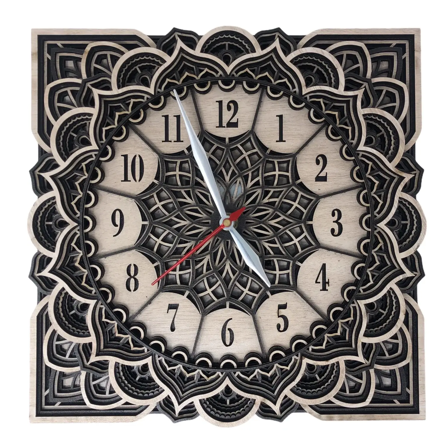 Square Mandala Wall Clock