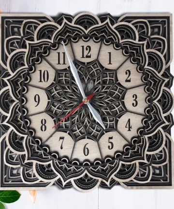 Square Mandala Wall Clock