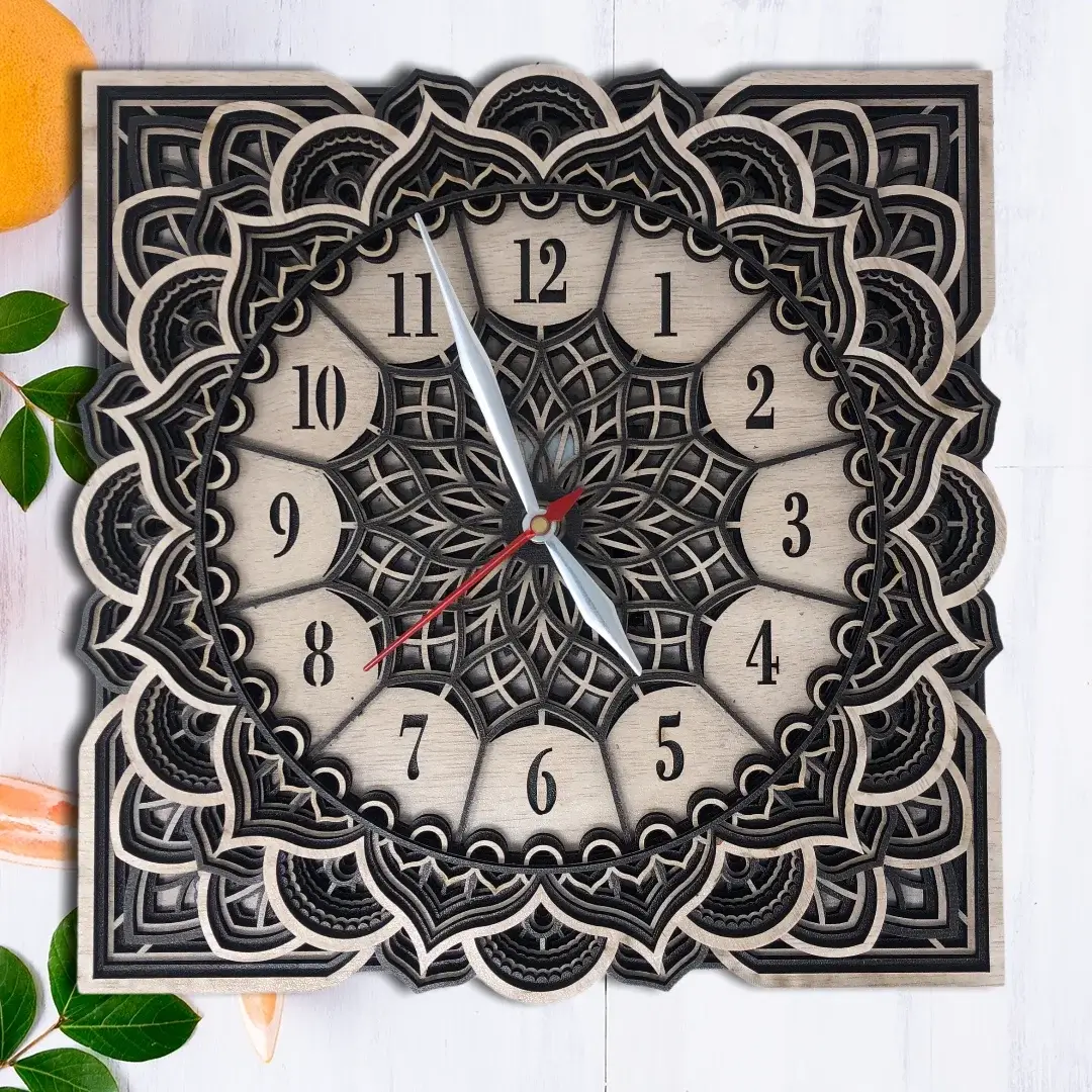 Square Mandala Wall Clock