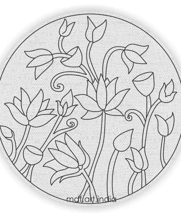 Lotus Pichwai Round DIY Canvas