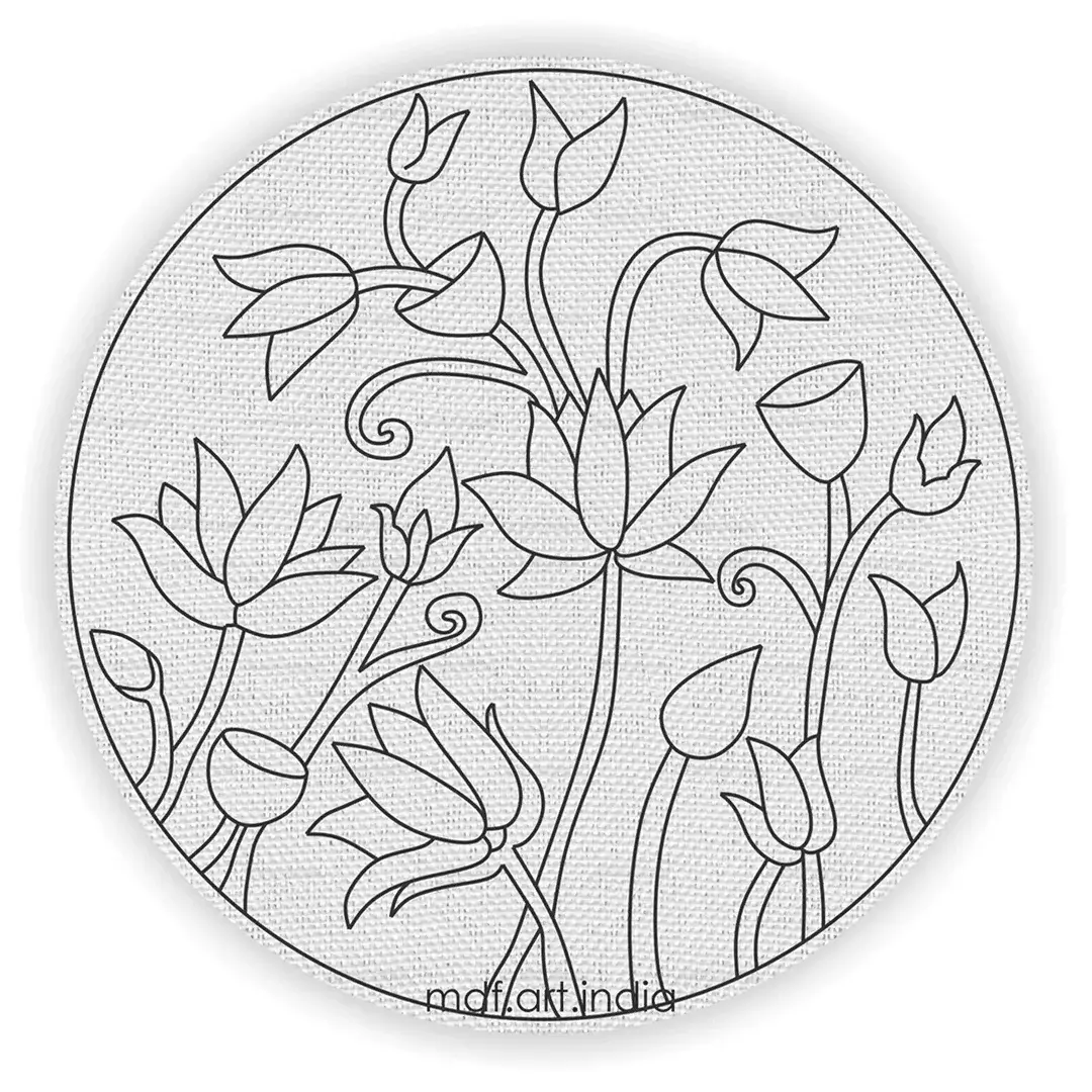 Lotus Pichwai Round DIY Canvas Lotus Pichwai Round DIY Canvas