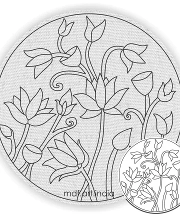 Lotus Pichwai Round DIY Canvas
