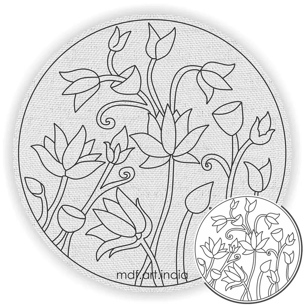Lotus Pichwai Round DIY Canvas Lotus Pichwai Round DIY Canvas