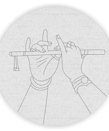 Krishna Hand with Flute Pre Marked Canvas