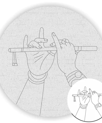 Krishna Hand with Flute Pre Marked Canvas