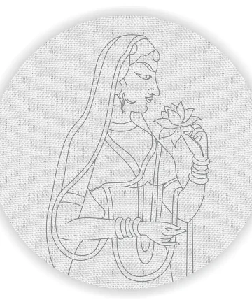 Lotus with Maharani Pre Marked Canvas