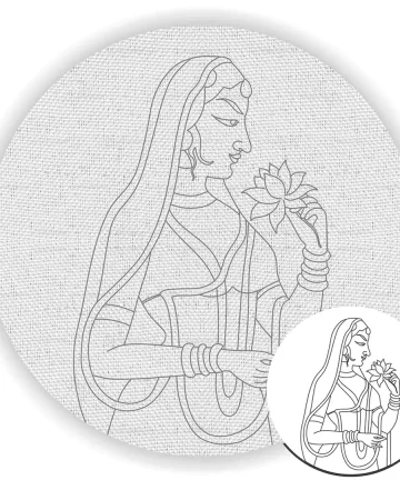 Lotus with Maharani Pre Marked Canvas