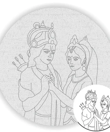 Shree Ram and Sita Pre Marked Canvas