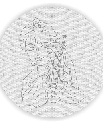 Shree Krishna and Mirabai Pre Marked Canvas