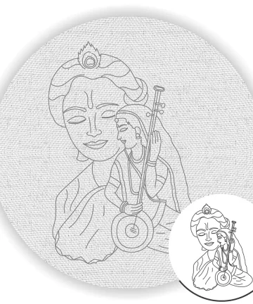 Shree Krishna and Mirabai Pre Marked Canvas
